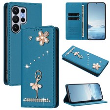 Diamond RFID Leather Wallet Case For Samsung Galaxy S26 Ultra S25 FE S24 S23 S22