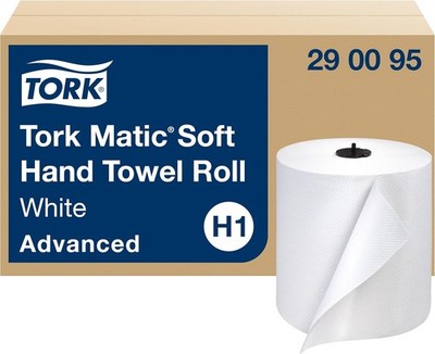 Tork Matic Soft Hand Towel Roll White H1, Advanced, 1 (Pack of 6), 