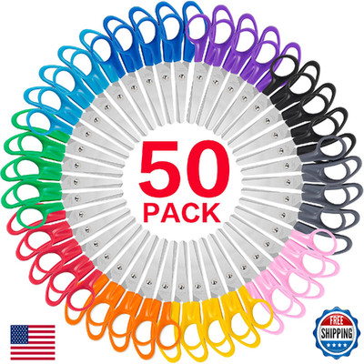 Toidgy 50-Pack Kids Scissors, 5 Inch Blunt Tip Bulk School Craft Scissors