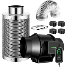 AeroZesh S6 6 in. Inline Duct Fan with E12 Speed Controller, Carbon Filter, 8