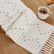 Boho Table Runner, Natural Cotton Woven Macrame Table Runners 36 Inches Long ...