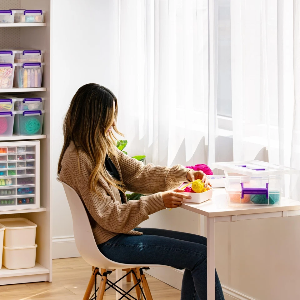 Пластиковый контейнер для хранения IRIS USA 9 кварт с крышкой прозрачный штабелируемый органайзер для рукоделия коробка - Изображение 4 из 4