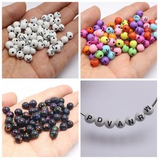 200/400pcs Assorted Alphabet Letter Number Round Bead 8mm Smooth Ball Kids Craft