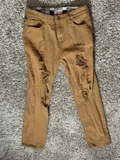 NEW Boys Tan Distressed Slim Jeans Size 12Y 100 Cotton Casual Pants