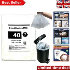 Eco-Friendly 7L White Bin Liners - 40 Pack for Clean & Convenient Waste Disposal