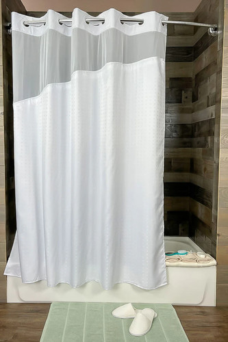 Kein Haken Kartri Holiday Inn Punkte Stoff Duschvorhang mit Druckknopf Liner 70"x72" - Bild 1 von 6