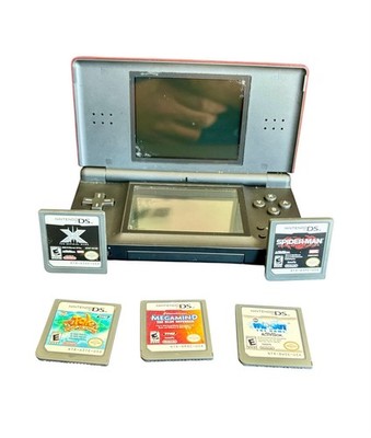 Nintendo DS Lite Console & Charger W/ Games X-Men Spider-Man Tak Marvel VTG NDS