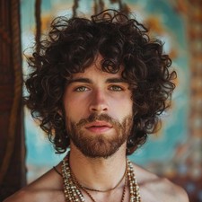 Mens Brown Curly Wig Short Fluffy Rocker Wigs Synthetic Costume Halloween Cospla