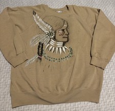 Vintage American Indian Crewneck Sweatshirt Aztec Size L Hanes Tag