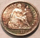 1871 Seated Liberty Half Dime Uncirculated Great Color Toning Better Silver H10C