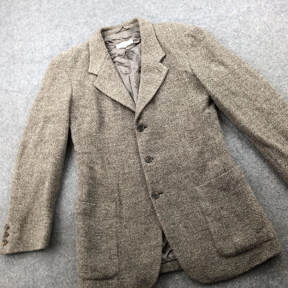 Giorgio Armani Le Collezioni Blazer Womens 38 Brown Tweed 3-Button Made in Italy - Image 3 of 4