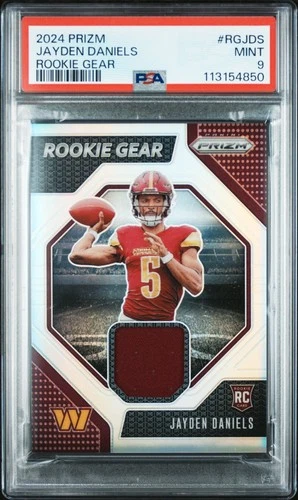 2024 Jayden Daniels #JDS Rookie Gear Silver Prizm PSA 9 Rookie Patch Optic Rated