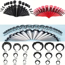 9,36,50pcs Acrylic Ear Gauges Set Colorful Taper Ear Plug Tunnel Stretching Kit