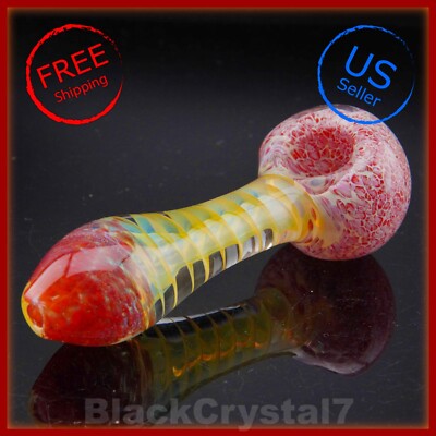 4.5'' Handmade Fumed Lava Red Infinity Spiral Tobacco Smoking Bowl Glass Pipes
