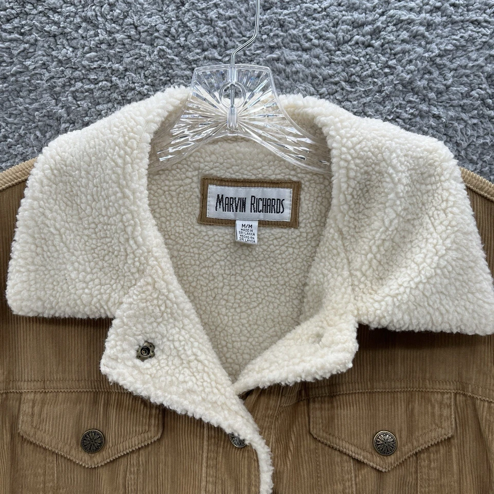 Винтажный Marvin Richards куртка женщин средний желтовато-коричневый вельвет флис с подкладкой водитель грузовика - Изображение 4 из 4