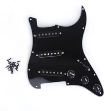 Musiclily 3Ply Black SSS Loaded Prewired Pickguard Alnico 5 Pickup For ST Guitar