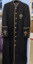 Beautiful Church Pastor, Preacher, Minister Clergy Robe Black/Gold 4X