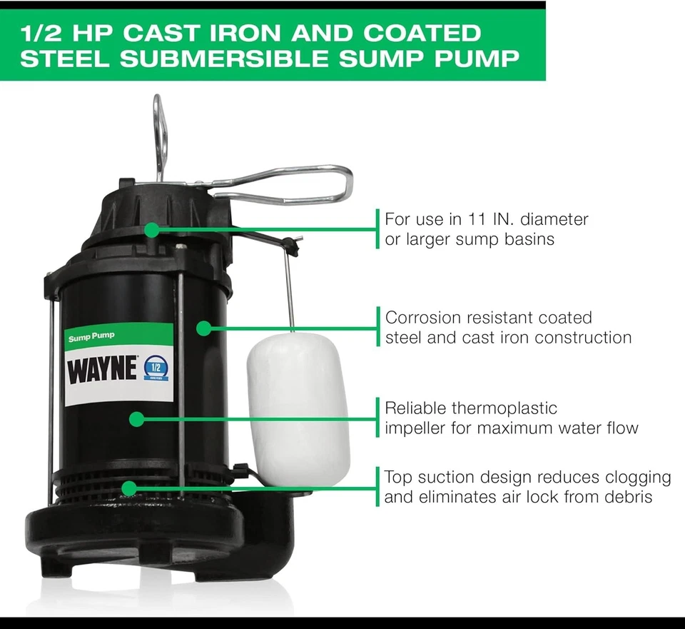 Bomba de sumidero sumergible de hierro fundido y acero CDU800 1/2 HP con vertical integrada Foto 3 de 4