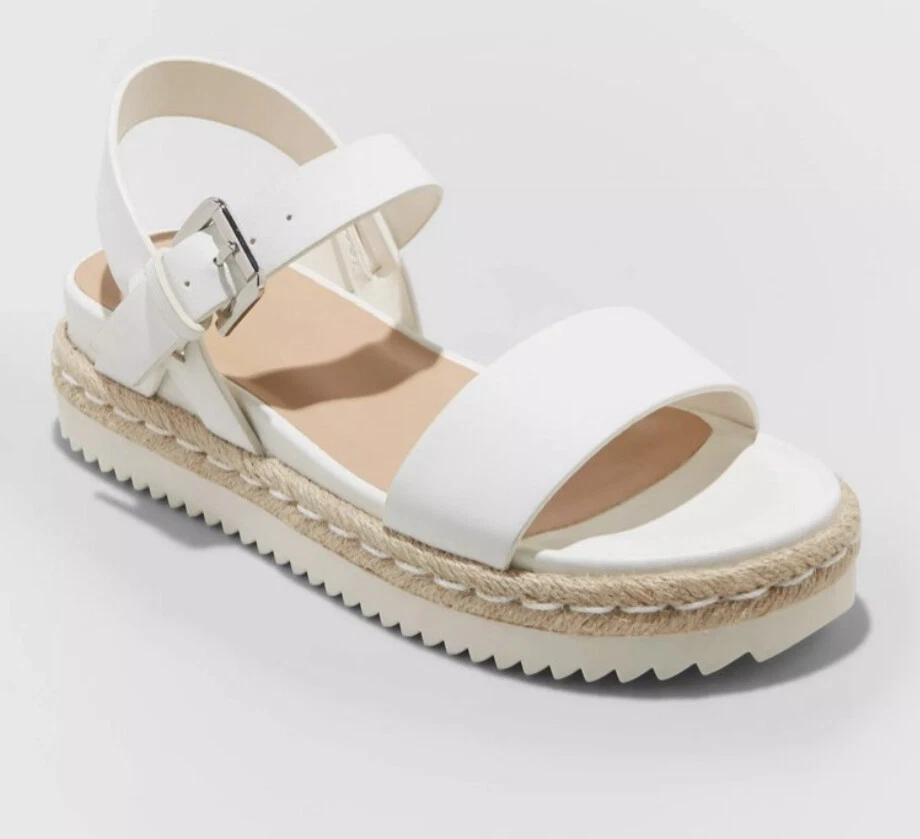 A New Day Rianne scrappy white espadrille sandals platform 11 summer sandal