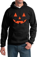 Mens Halloween Orange Jack O Lantern Hoodie