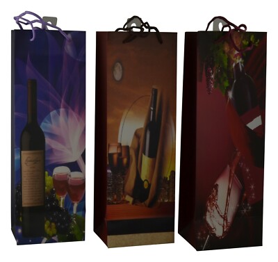 Large Heavy Duty Paper Wine Bottle Bags 3 of Each