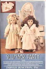 SLUMBER PARTY INDYGO JUNCTION  PATTERN ROBE SLIPPERS  17-19" DOLL CLOTHES  CUT  