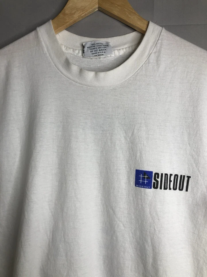 Camiseta deportiva vintage lateral de voleibol puntada única años 90 EE. UU. talla L blanca Foto 3 de 4