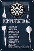 Blechschild Spruch 20X30 Cm Mein Perfekter Tag Darts Spiele Deko Schild Tin Sign