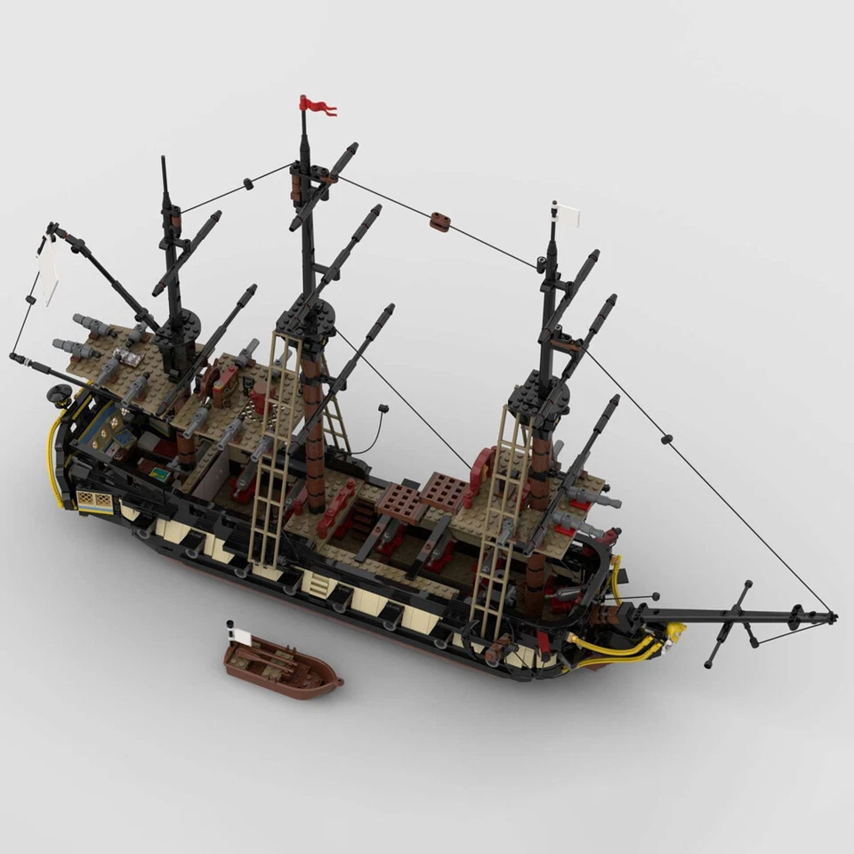 Custom MOC 5th Rate Frigate Heavy Frigate with Gun Deck and Interior 1901 Bricks - Image 4 of 4