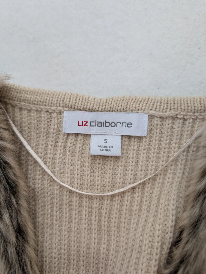 Chaleco de piel sintética para mujer Liz Claiborne talla S marrón tejido espalda Foto 4 de 4