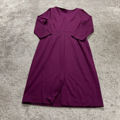 lands end purple dress Lands' End Sheath Midi Dress Womens Medium Purple 3/4 Sleeve Workwear  Business