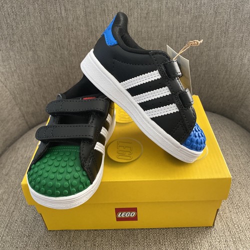 Adidas x Lego Superstar Sneakers Black/White/Blue/Green GY3326 Baby Shoe  size 5K | eBay