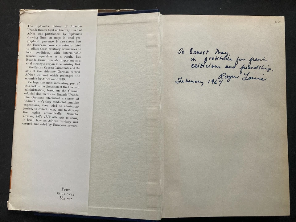 SIGNED !! Ruanda-Urundi 1884-1919 by Wm. Roger Louis 1963 1st Ed. HC DJ VG! RARE - Image 2 of 4