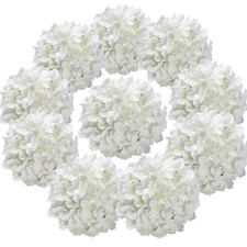Silk Hydrangea Heads Artificial Flowers Heads with Stems for Home Wedding Dec...