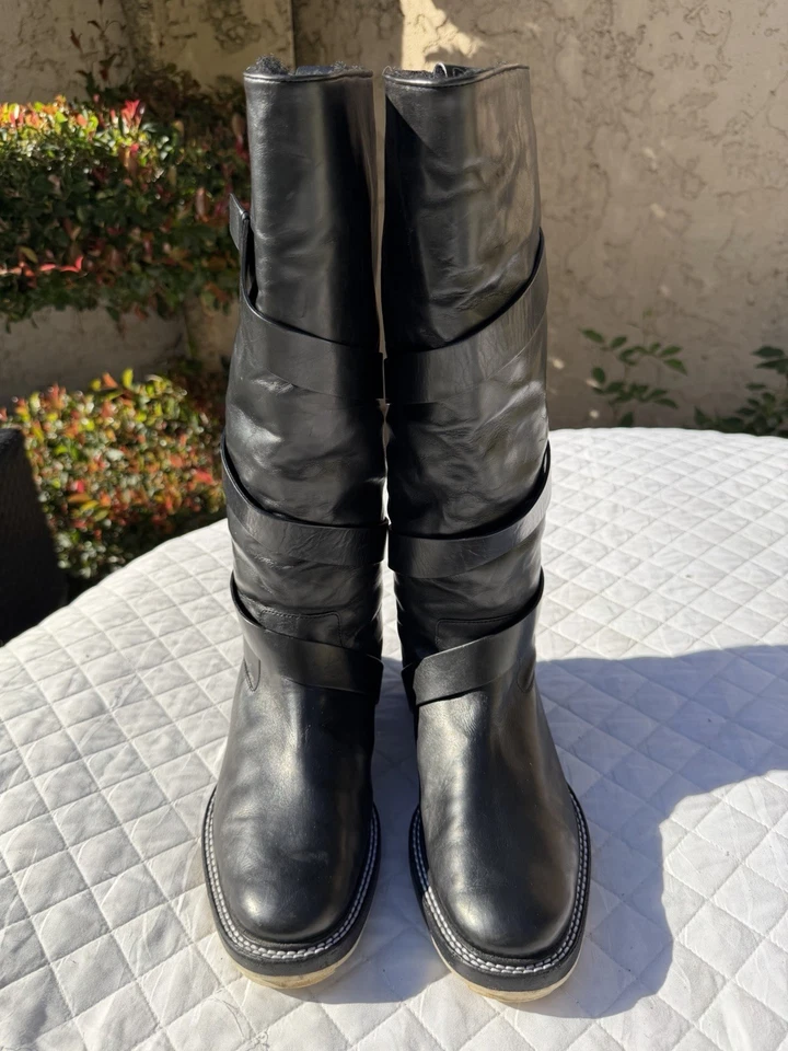 Jil Sander с ремешками из черной кожи высокий стриженный мех с подкладкой ботинки женский размер 36,5 6,5 - Изображение 3 из 4