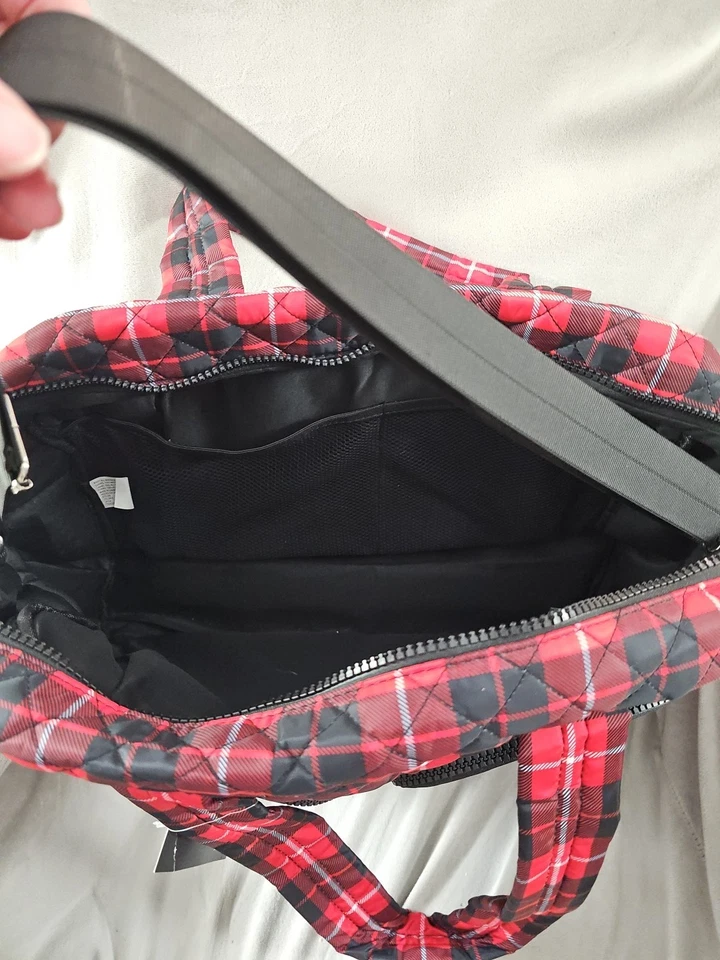  Bolso de lona a cuadros rojo con correa para el hombro. Nuevo con etiquetas Foto 2 de 4