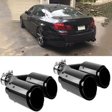 For 5 Series F10 E34 E39 Carbon Fiber 3" In 4" Out Quad Exhaust Tip Muffler Kit