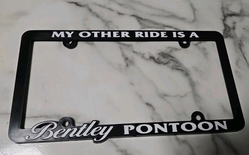 Bentley Pontoon 2x Black Blank Plastic License Plate Frame My Other Ride Is A 