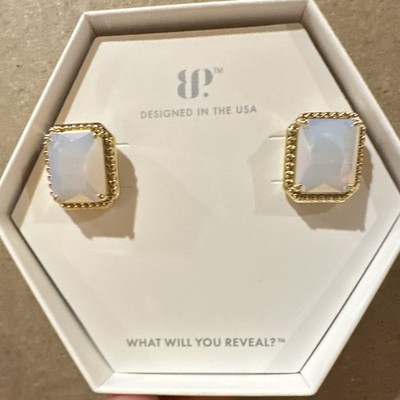 Ring Bomb Party Game Changers ER93259 Yellow Gold Plated Moonstone Studs