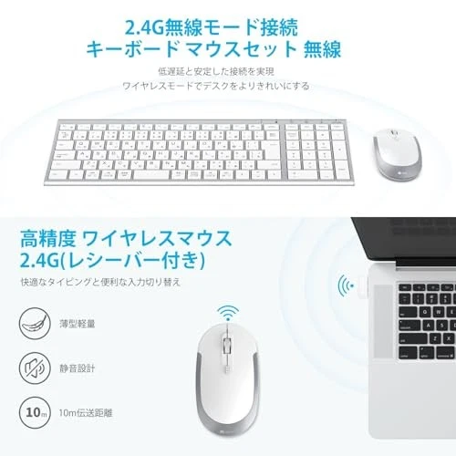 iClever Keyboard Wireless Keyboard Mouse Set Japanese Layout Quiet Ultra-thin - Image 4 of 4