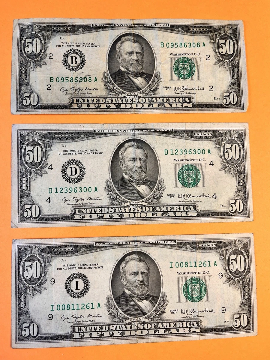 Circulated $50 1977 US Federal Reserve Small Notes for sale | eBay