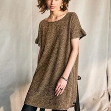 Sezane Janet Gold Metallic Mini Dress XS