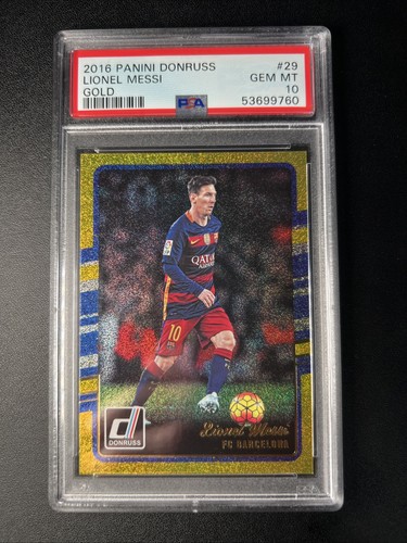2016 Panini Donruss #29 Lionel Messi Gold PSA 10 FC Barcelona SSP Low Pop