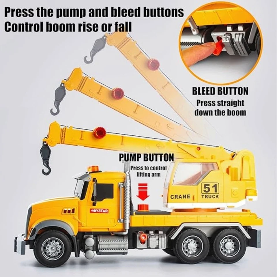 Juguetes para niños camión grúa juguete con luces y sonidos camión motorizado por fricción vehículo juguete Foto 3 de 4