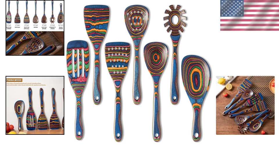 Non-Stick Wooden Spoons, 7-Piece Utensil Set - Image 2 of 4