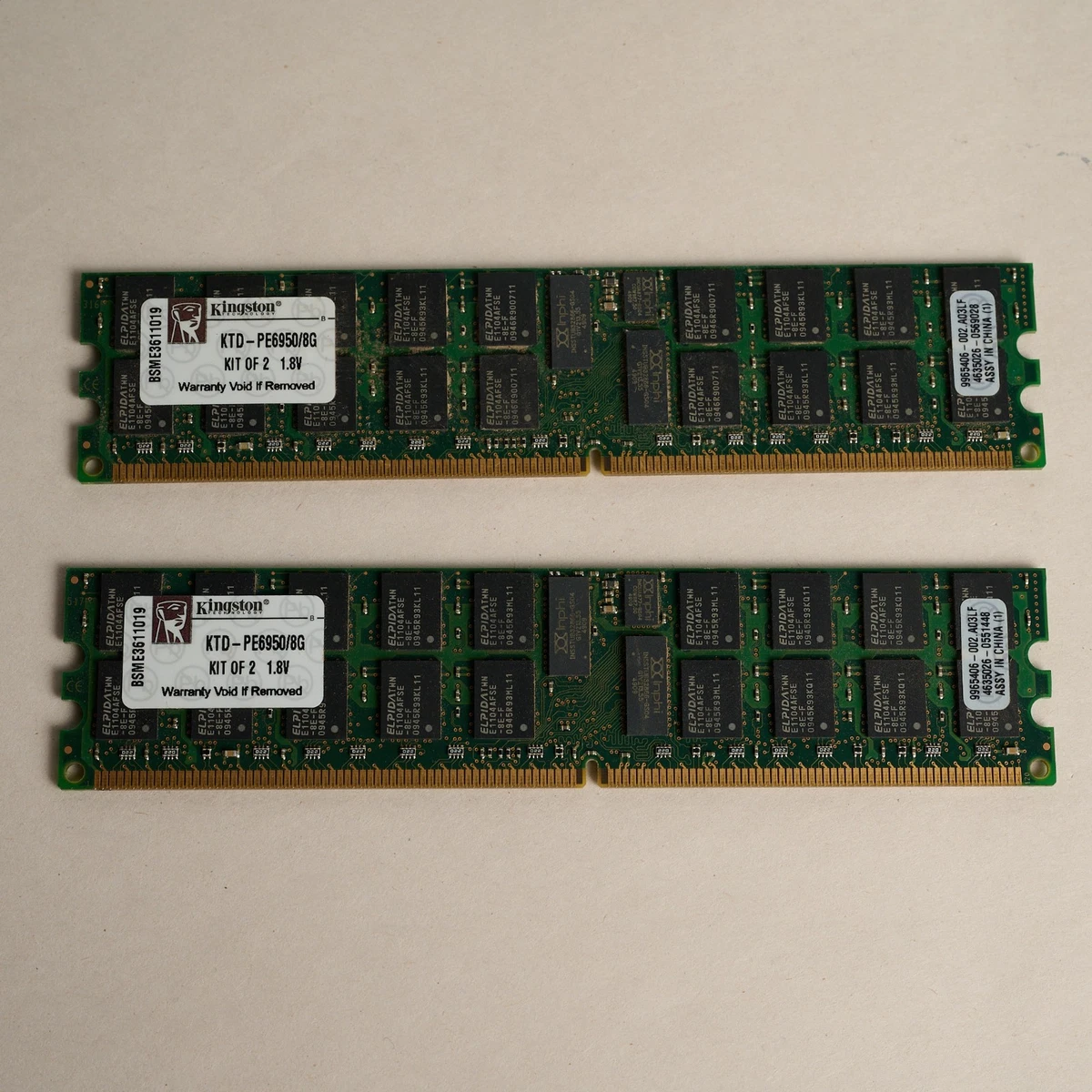 Lot De 2 Barrettes Kingston KTH-XW667LP/4G (8Go) DDR2 SERVEUR FBDIMM ECC