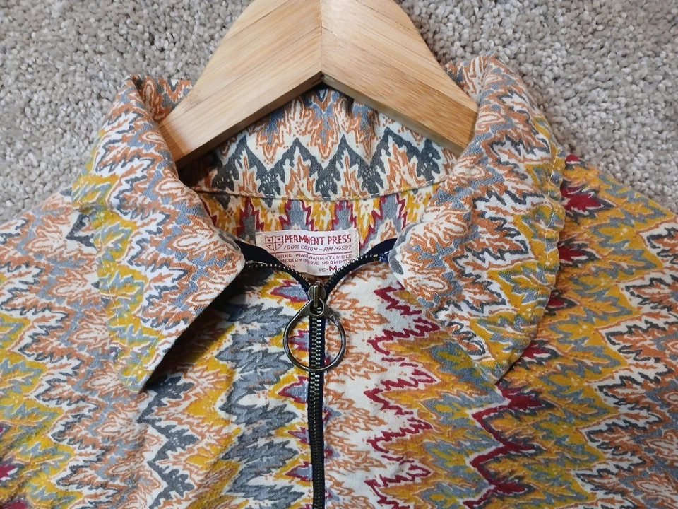 Camisa vintage prensa permanente para mujer 1/2 cremallera manga larga 15 - 15,5 M multicolor Foto 2 de 4