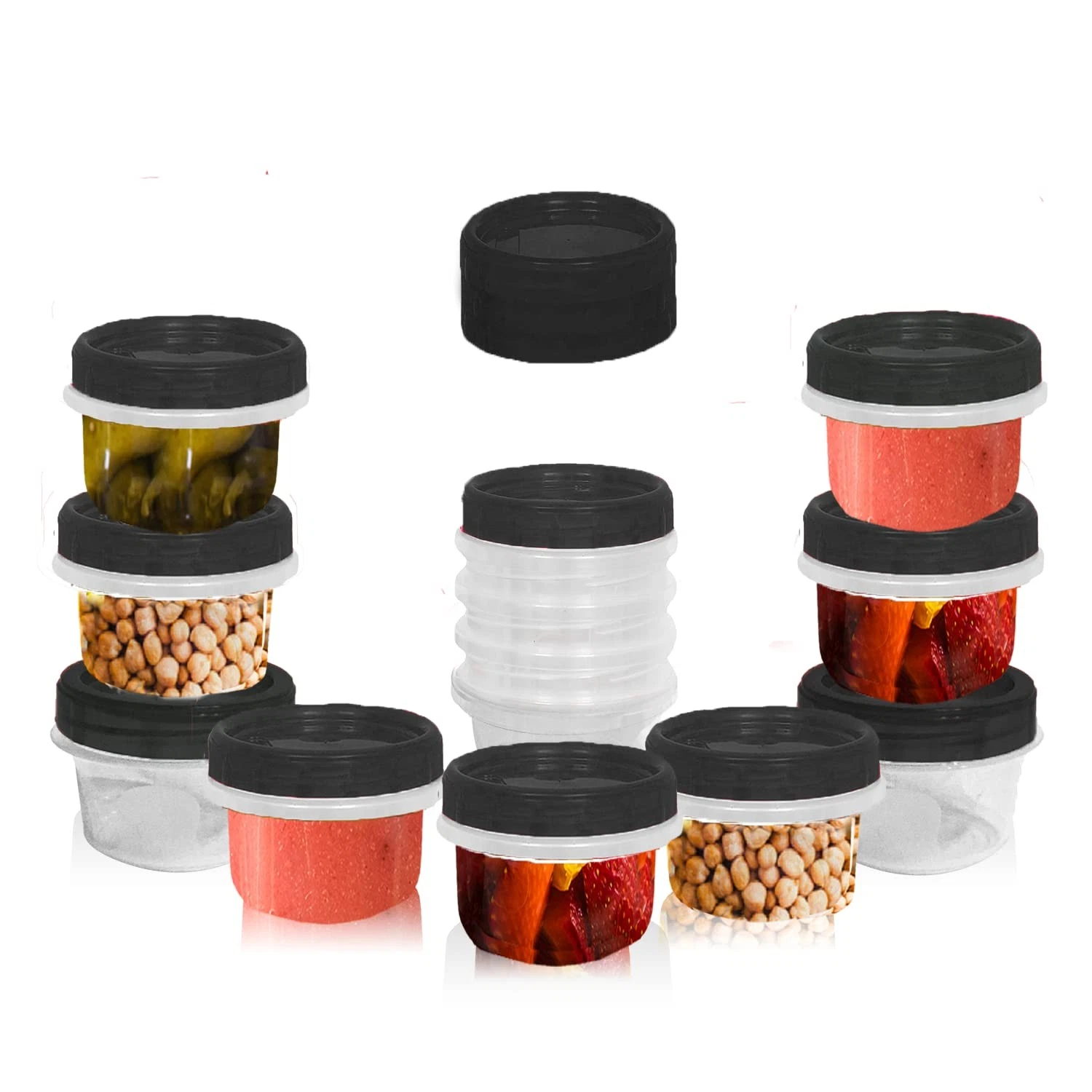 [Black - 12 Pk] Airtight Deli Containers with Lids Twist Lock Top Clear Food ...