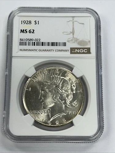 1928 P $1 Peace Silver Dollar NGC MS62 BU UNC Bright White Key Date