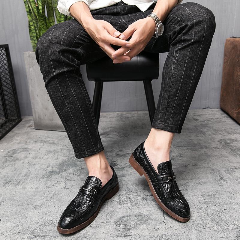 SAOLA Abito da uomo pump chain formale punta britannica pullOn scarpe Oxford OL